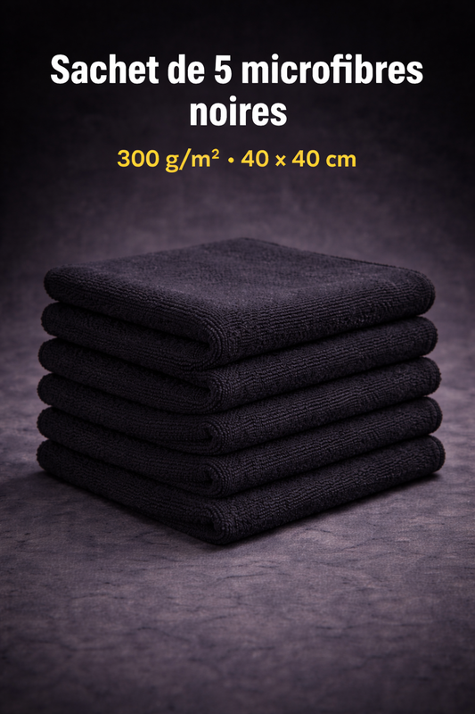 Lot de 5 microfibres professionnelles noires 300 g/m² EcoClean®