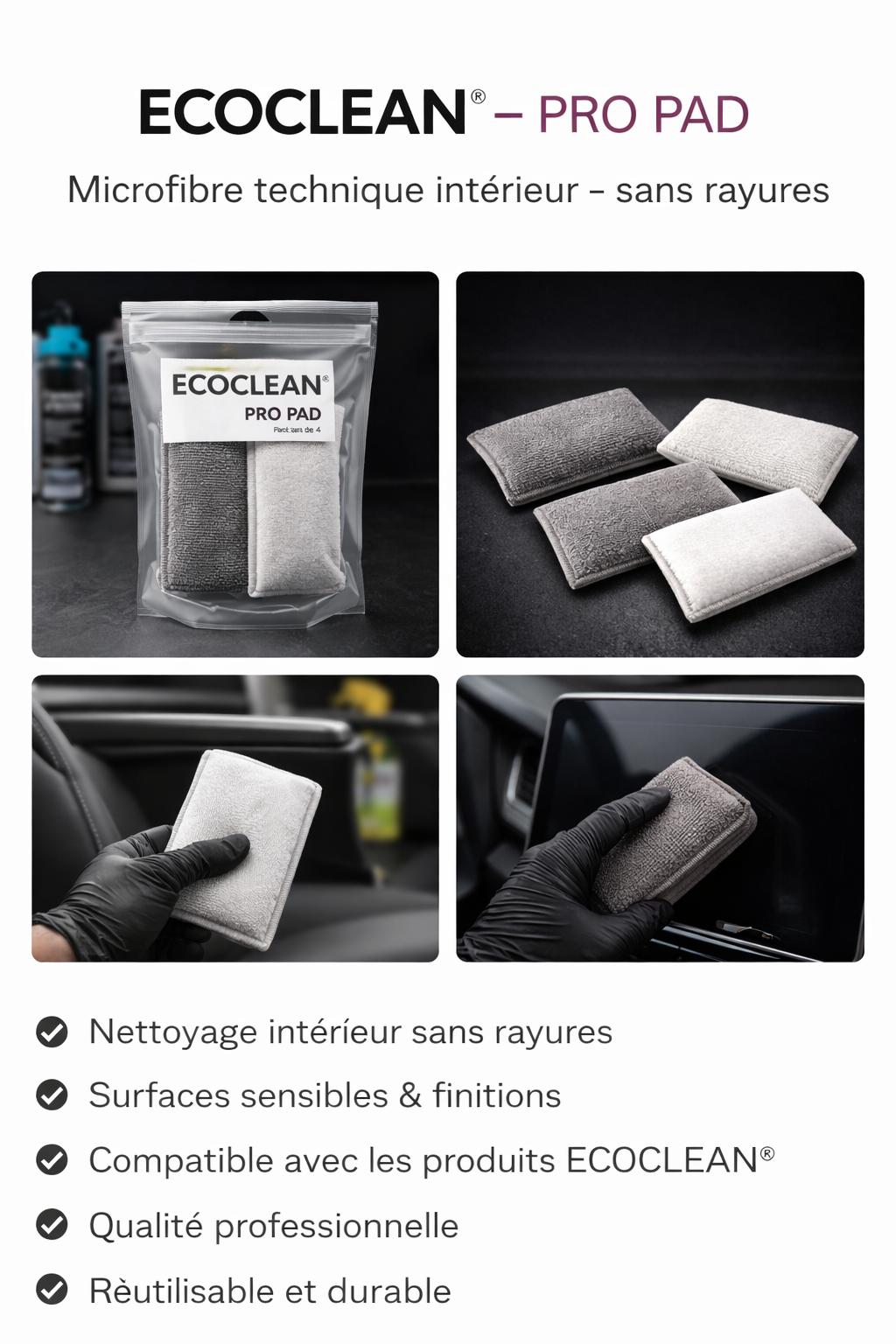 EcoClean® Pro Pad (Pack de 4) — Pads d'application professionnels